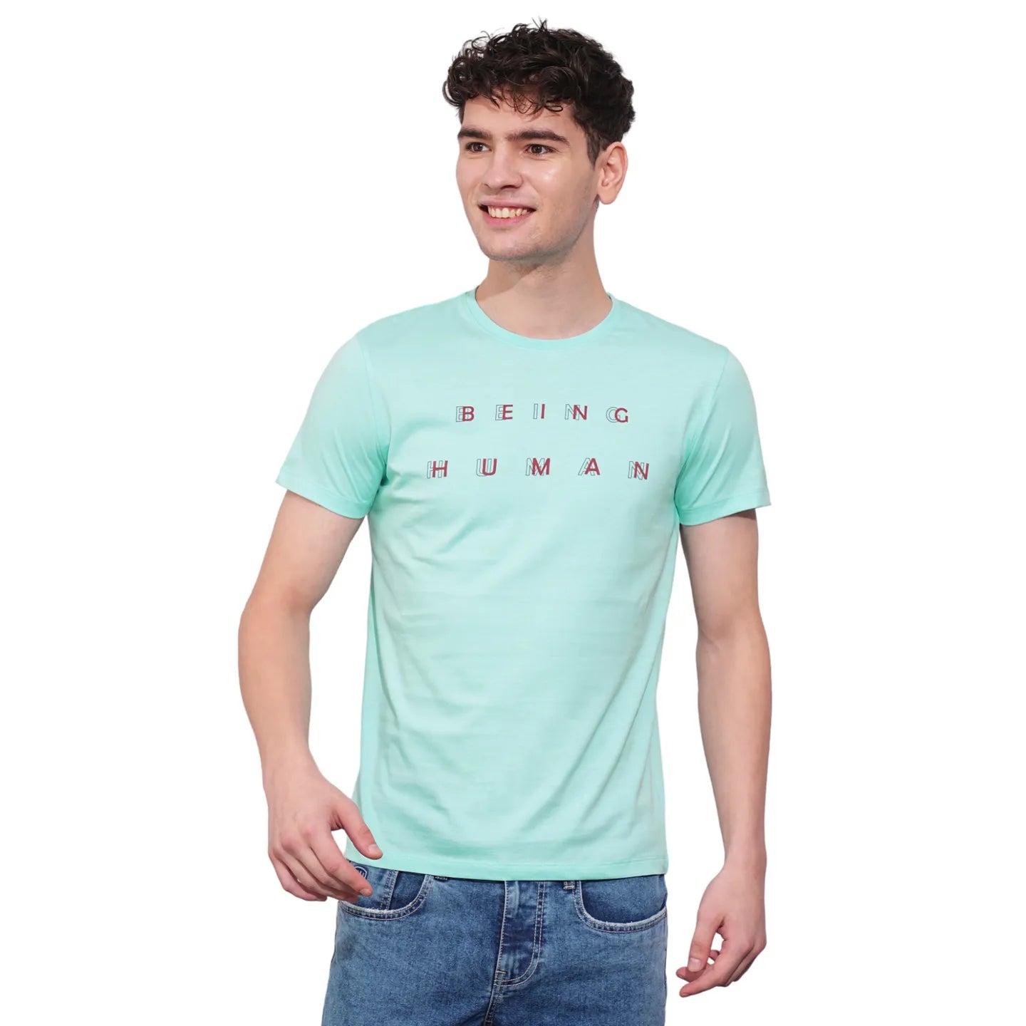 Aqua Regular Fit Men's Short Sleeves T-Shirt by Being Human Clothing