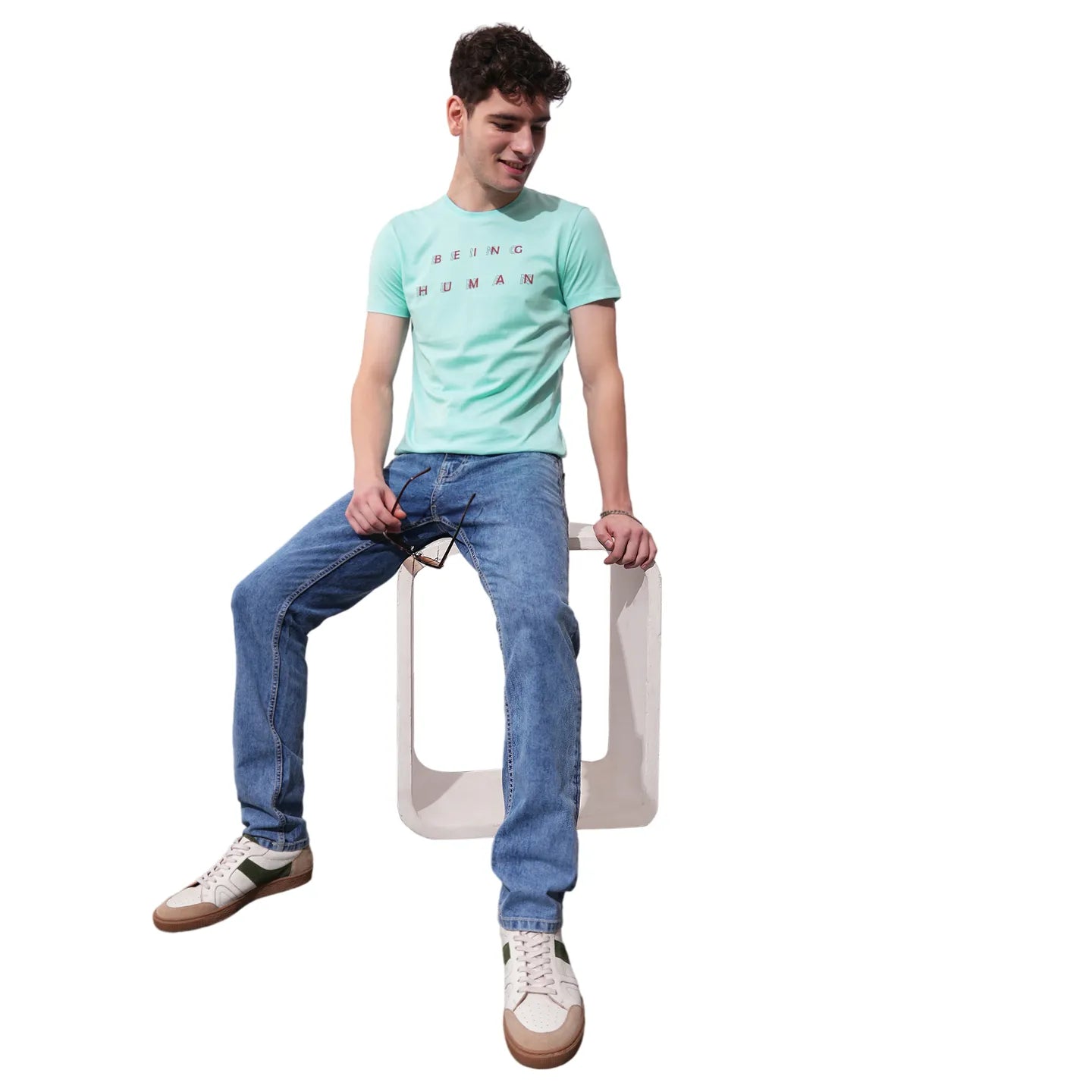 Aqua Regular Fit Men's Short Sleeves T-Shirt by Being Human Clothing