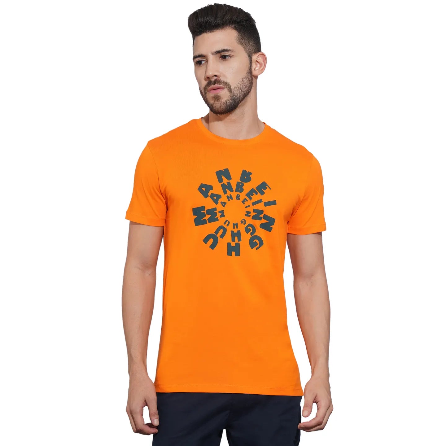 Orange Regular Fit Men's Short Sleeves T-Shirt by Being Human Clothing