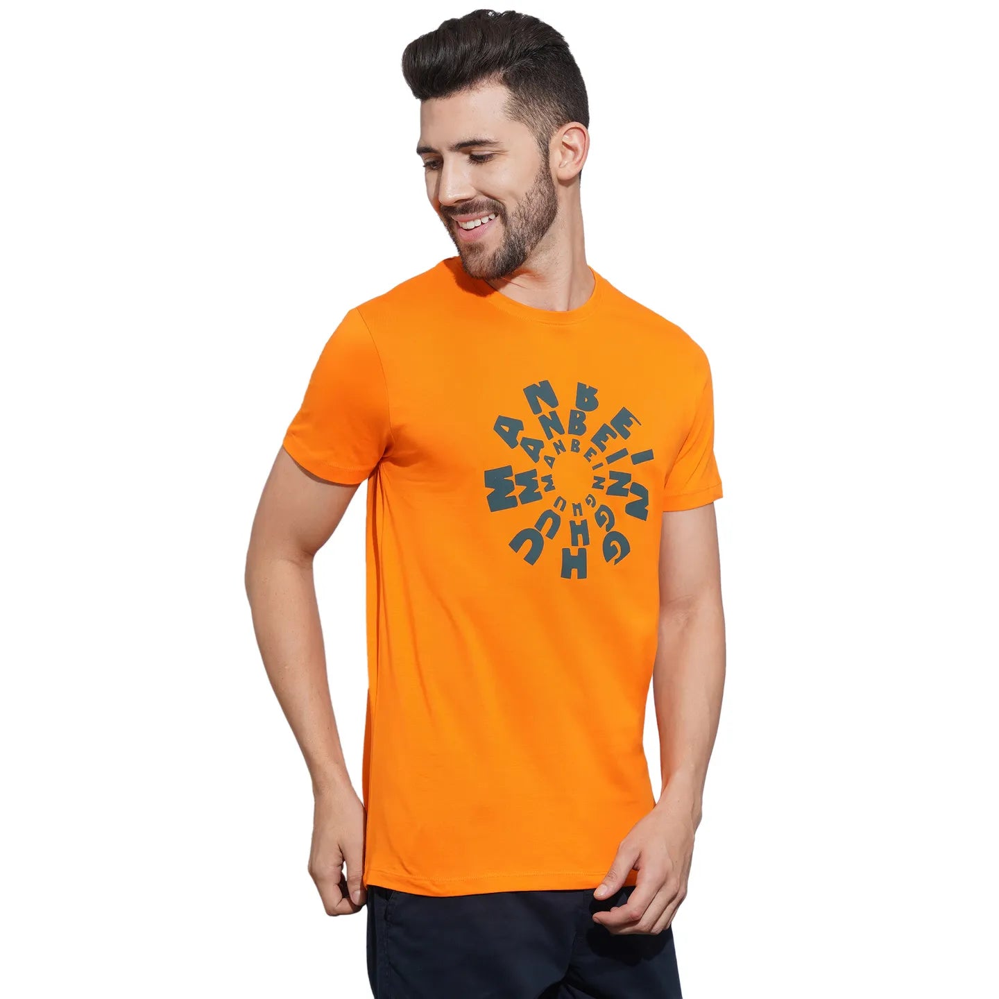 Orange Regular Fit Men's Short Sleeves T-Shirt by Being Human Clothing