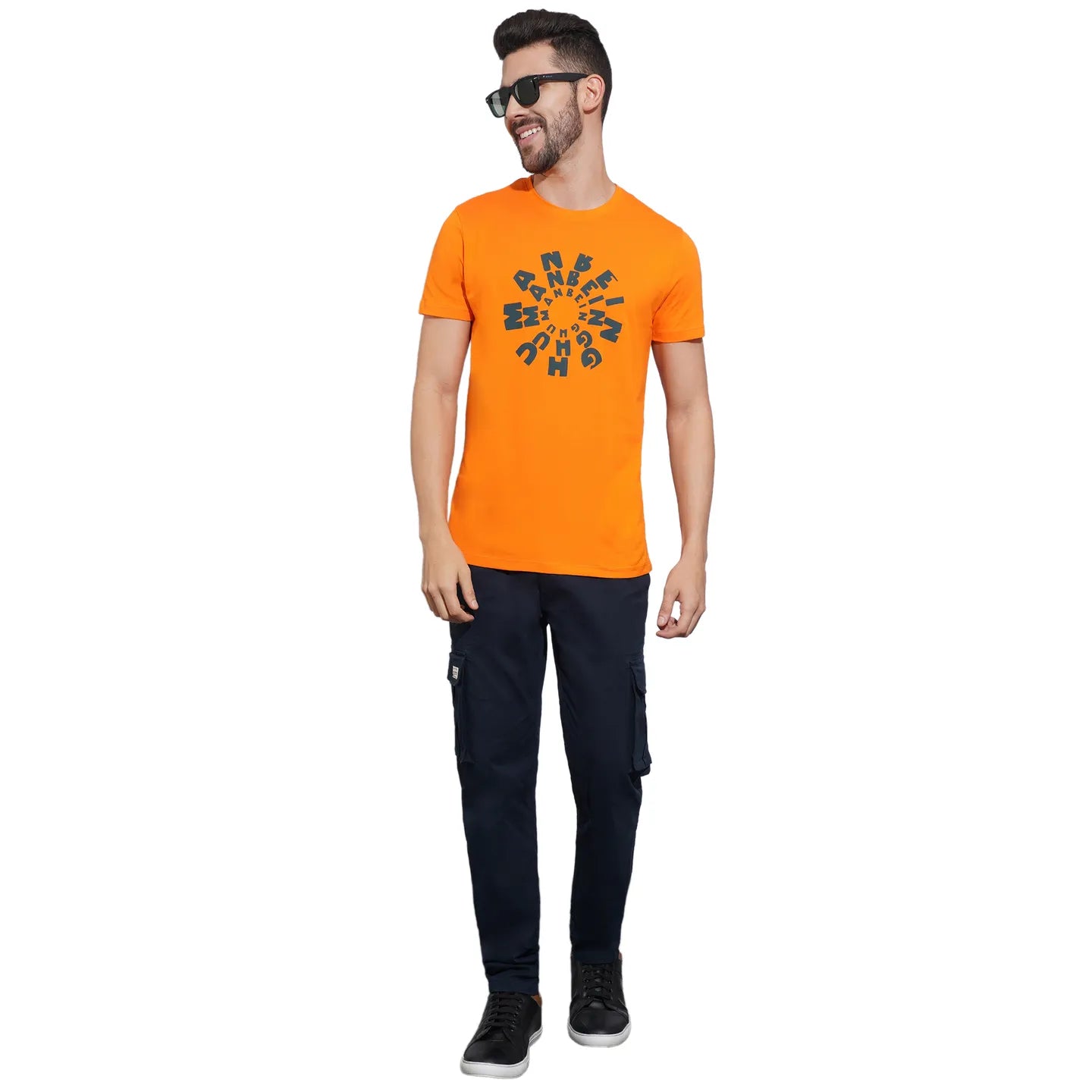 Orange Regular Fit Men's Short Sleeves T-Shirt by Being Human Clothing
