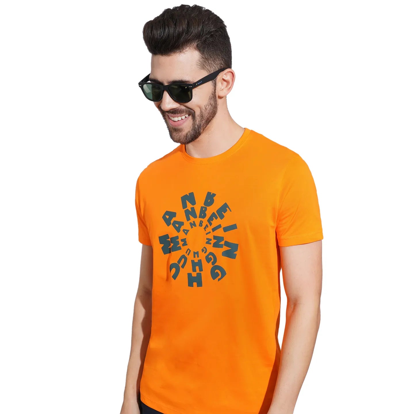 Orange Regular Fit Men's Short Sleeves T-Shirt by Being Human Clothing
