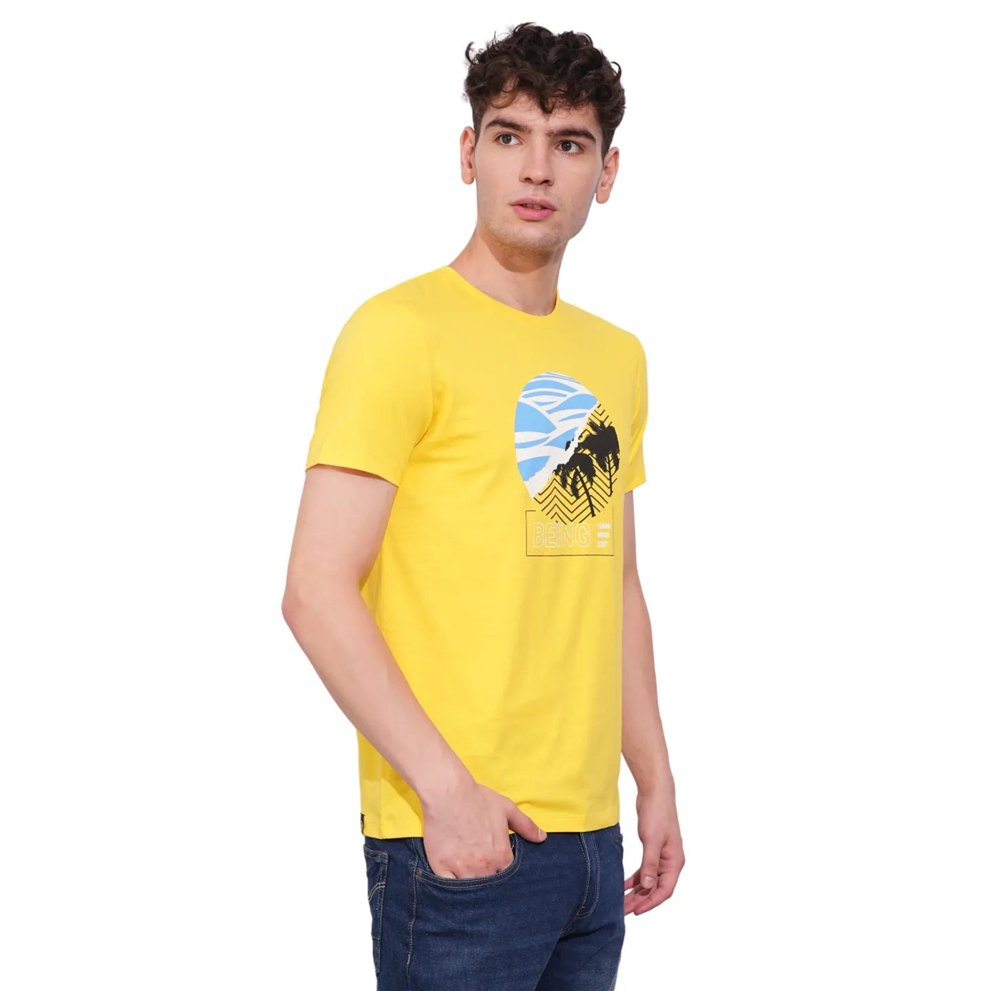 Being Human Clothing Mens-Top Crew Neck Yellow
