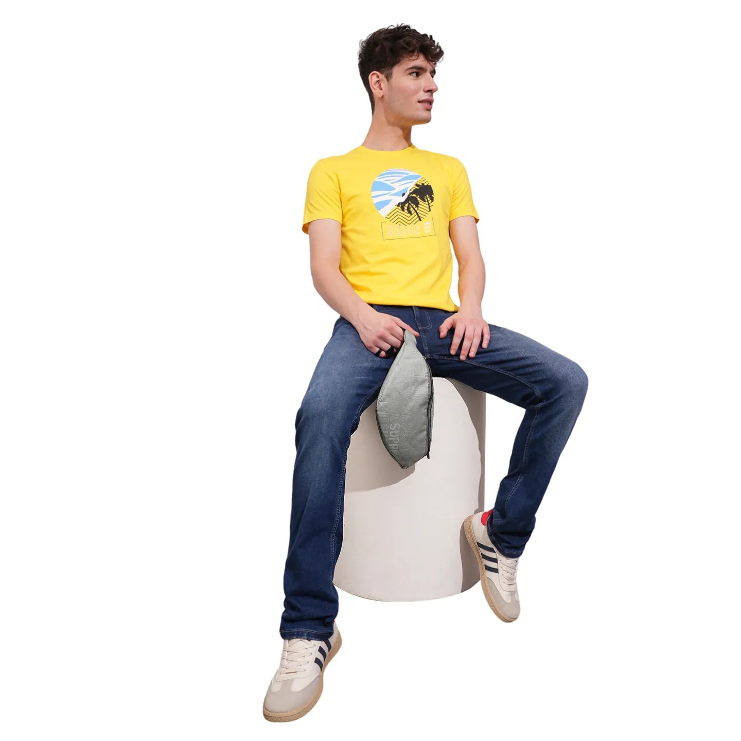 Being Human Clothing Mens-Top Crew Neck Yellow