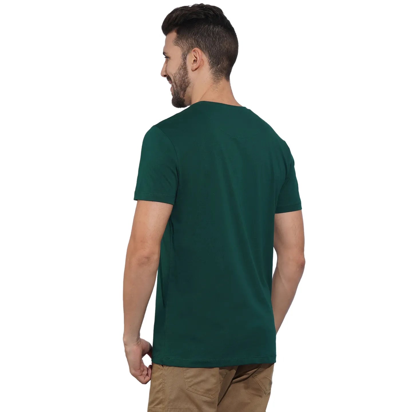 Dark Green Regular Fit Round Neck Men's T-Shirt by Being Human Clothing