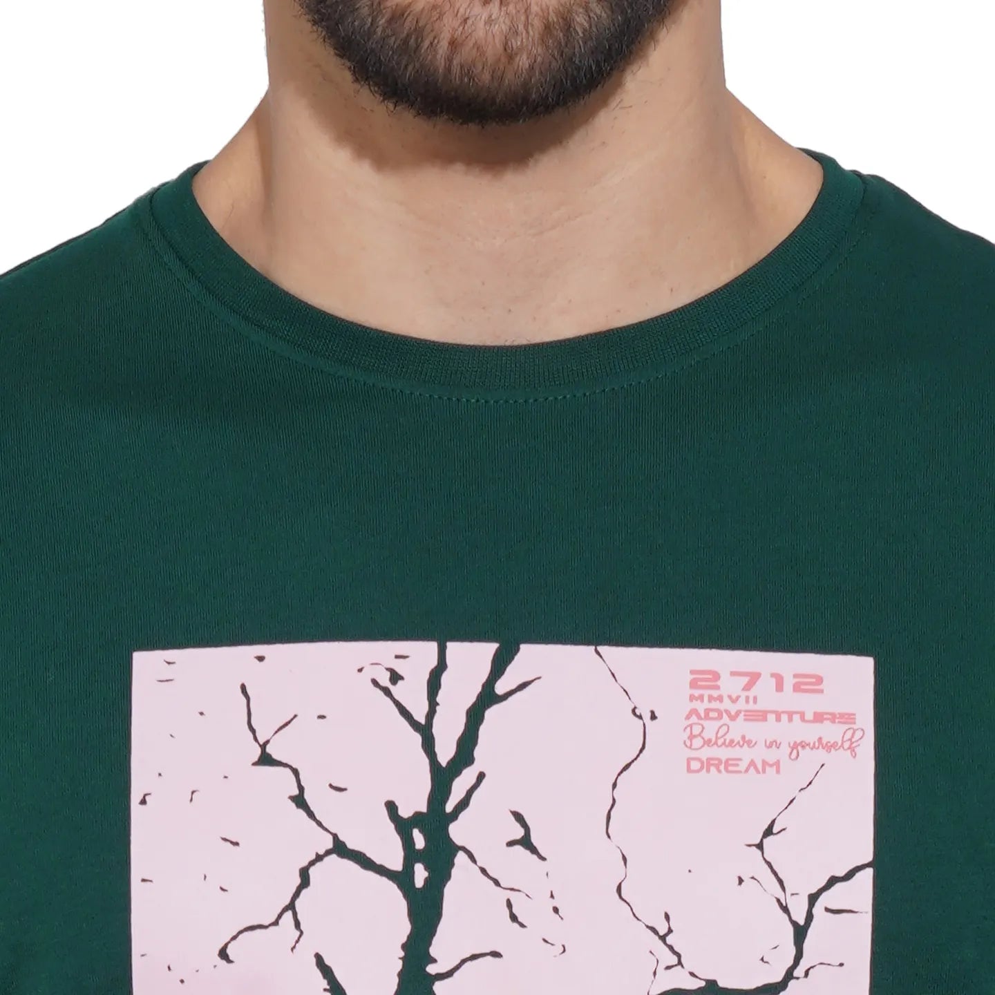 Dark Green Regular Fit Round Neck Men's T-Shirt by Being Human Clothing