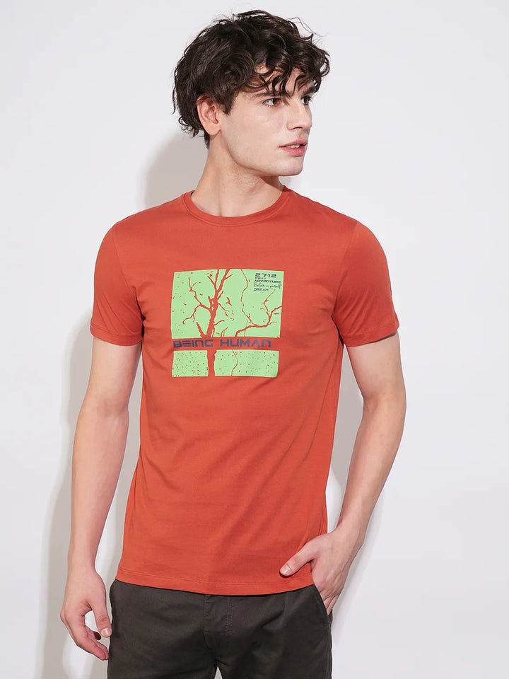 Rust Regular Fit Men's Short Sleeves T-Shirt by Being Human Clothing