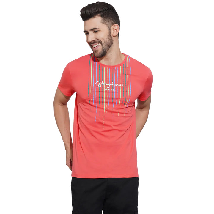 Coral Regular Fit Men's Short Sleeves T-Shirt by Being Human Clothing