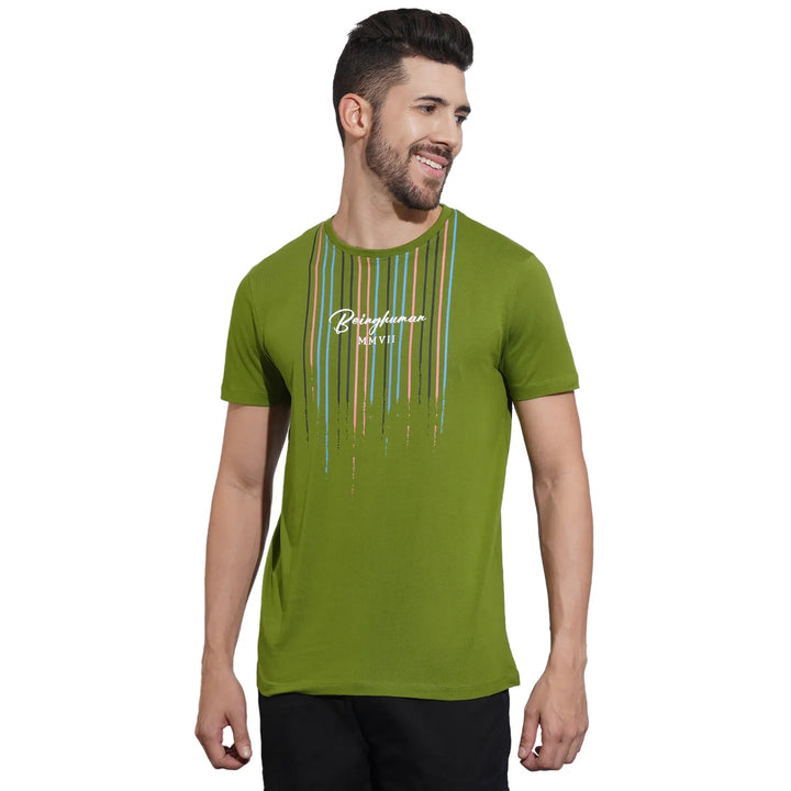 Olive Regular Fit Men's Short Sleeves T-Shirt by Being Human Clothing
