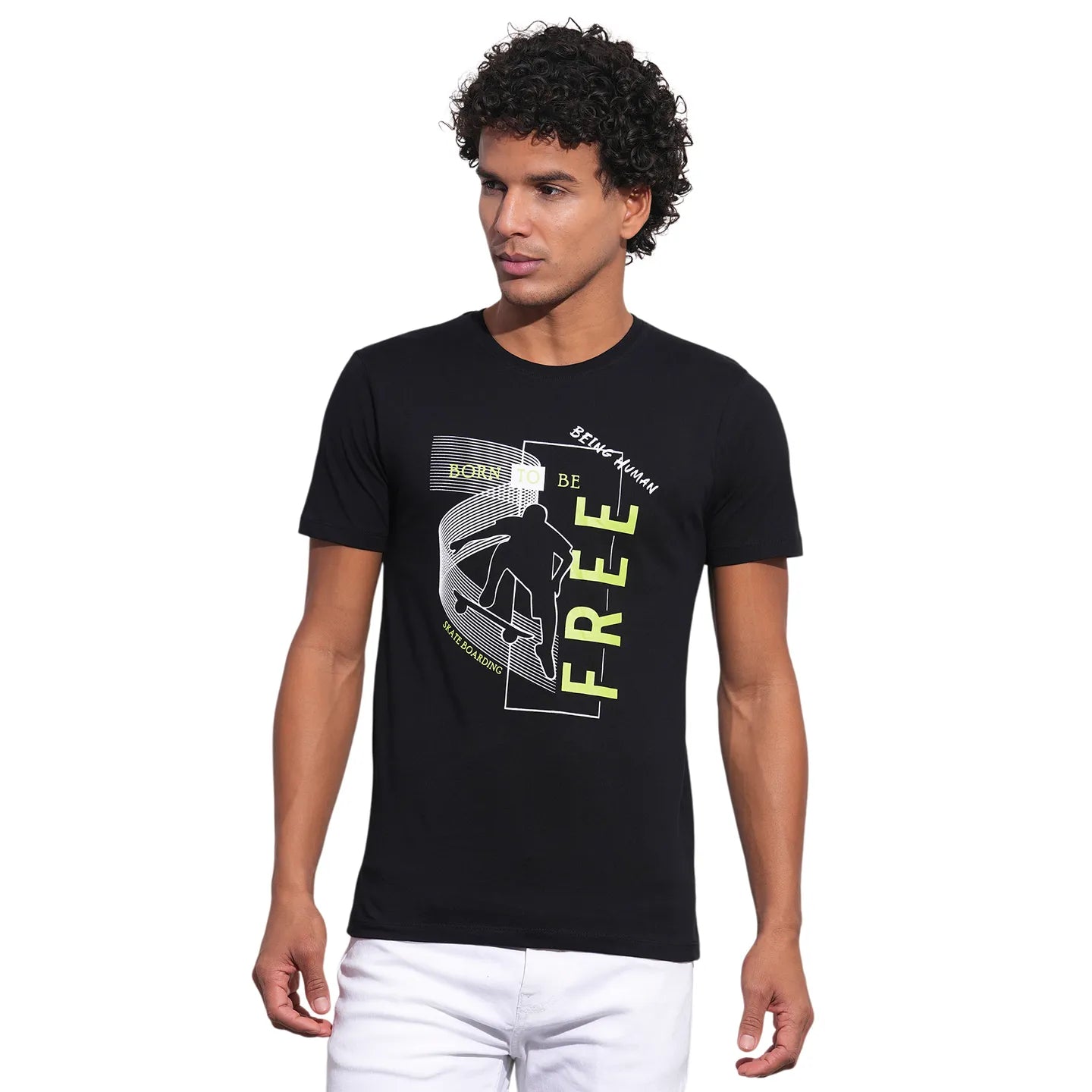 Black Regular Fit Men's Short Sleeves T-Shirt by Being Human Clothing