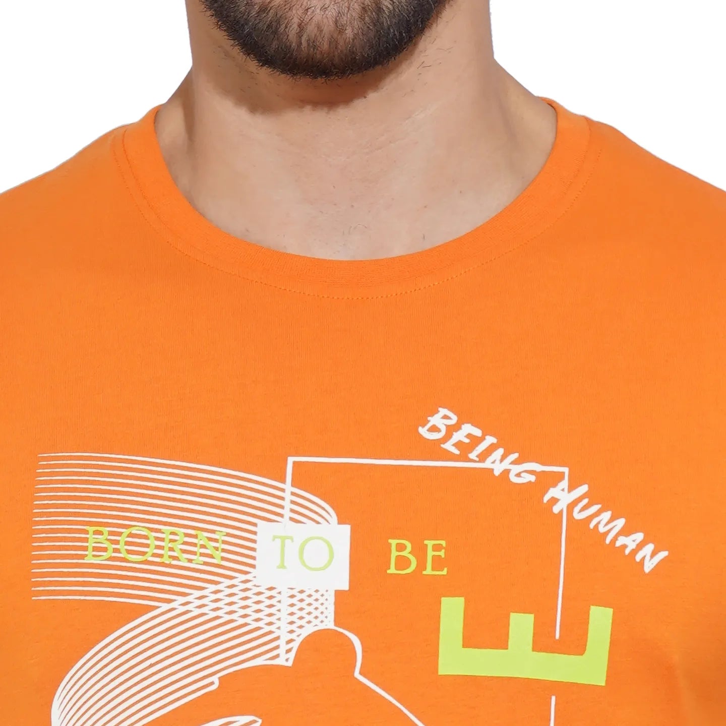 Orange Regular Fit Men's Short Sleeves T-Shirt by Being Human Clothing