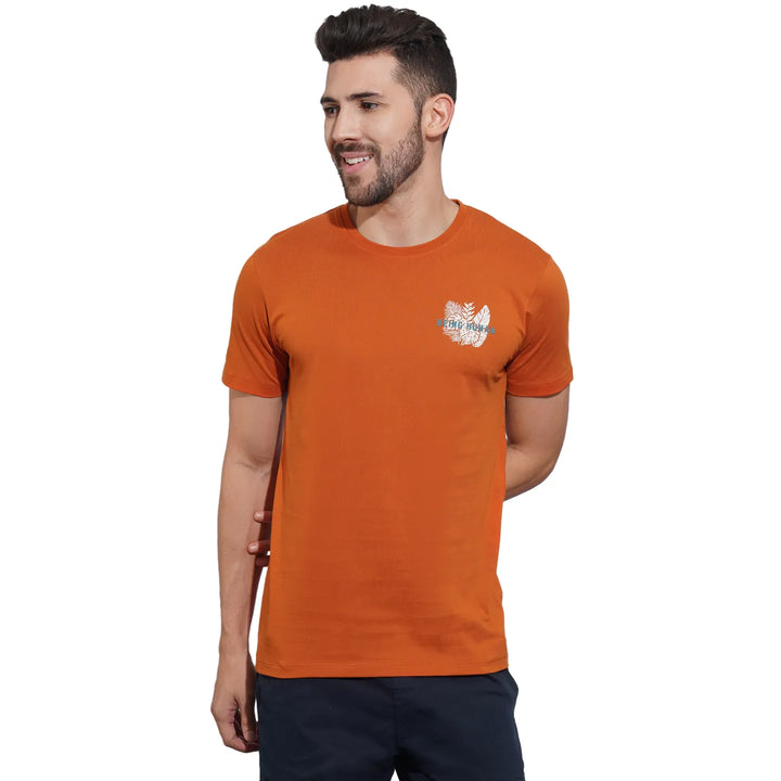 Rust Regular Fit Round Neck Men's T-Shirt by Being Human Clothing