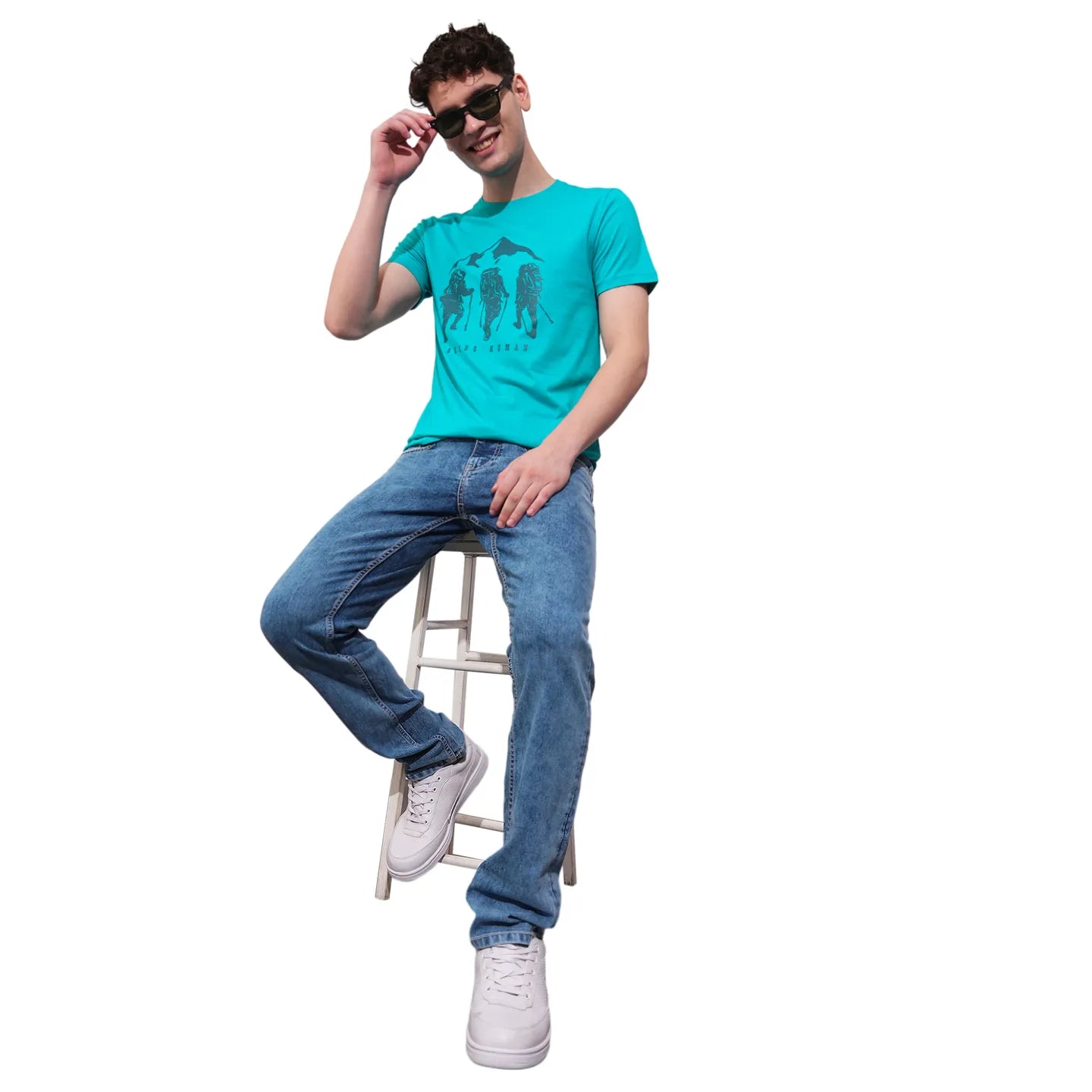 Blue Regular Fit Men's Short Sleeves T-Shirt by Being Human Clothing