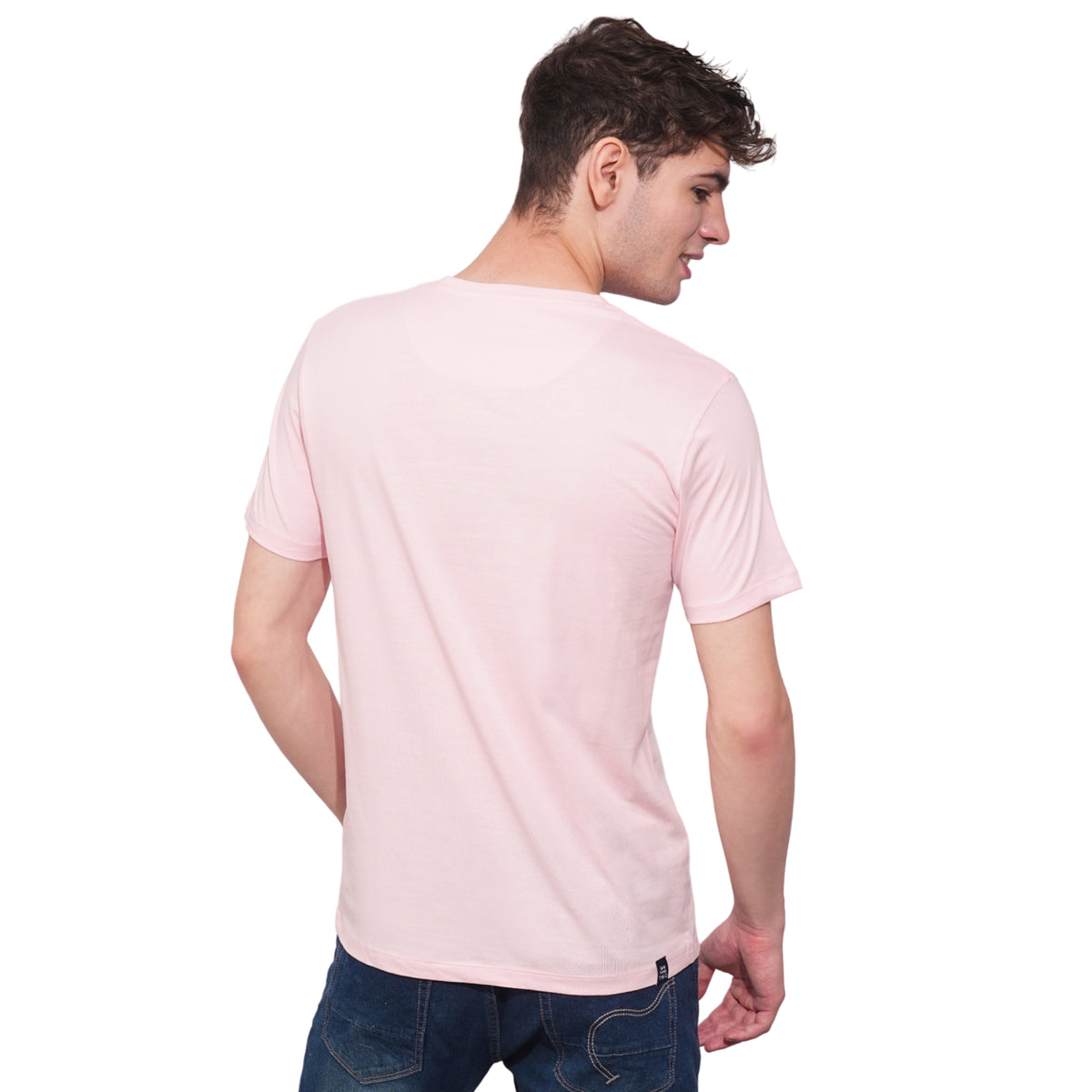 Light Pink Regular Fit Round Neck Men's T-shirt
