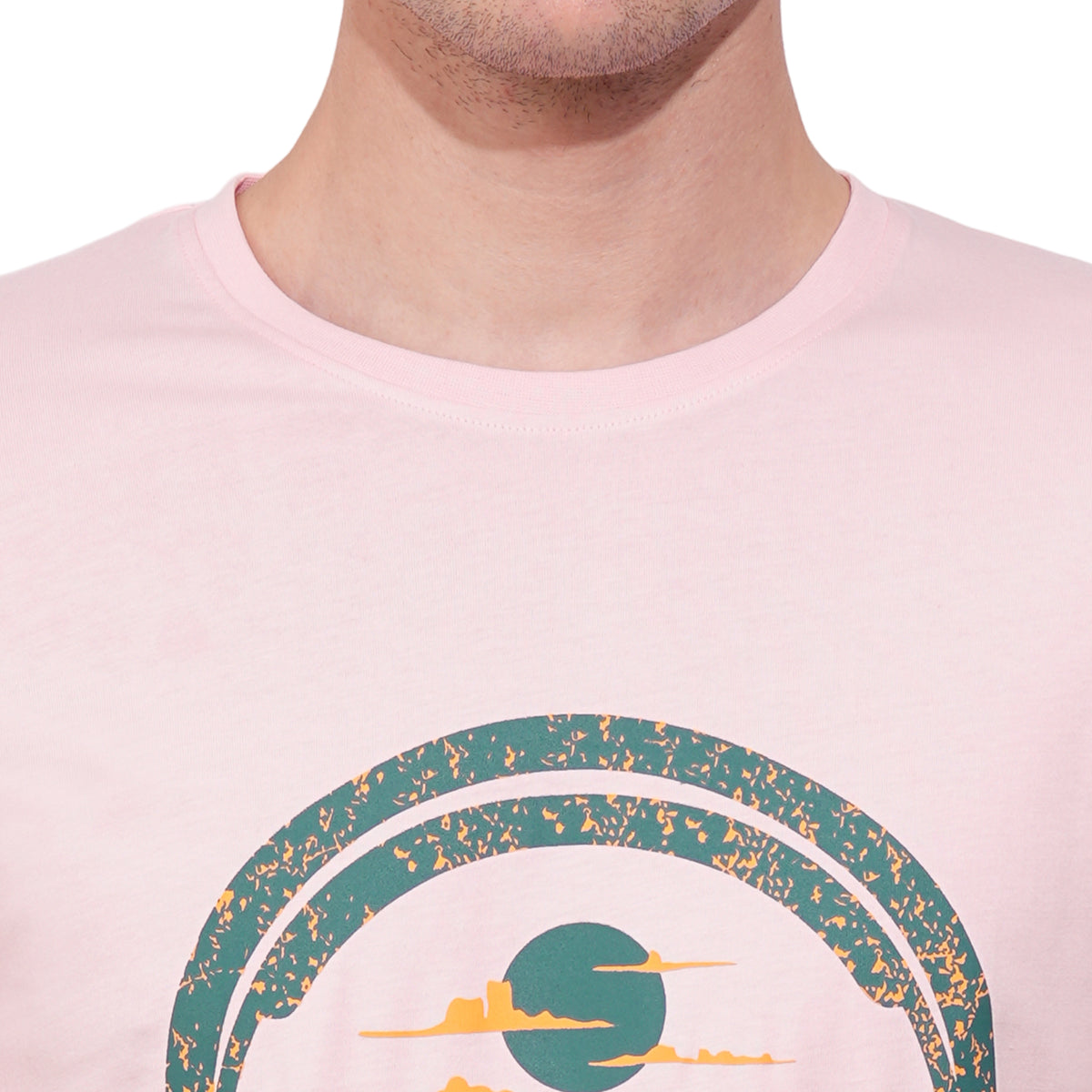 Light Pink Regular Fit Round Neck Men's T-shirt