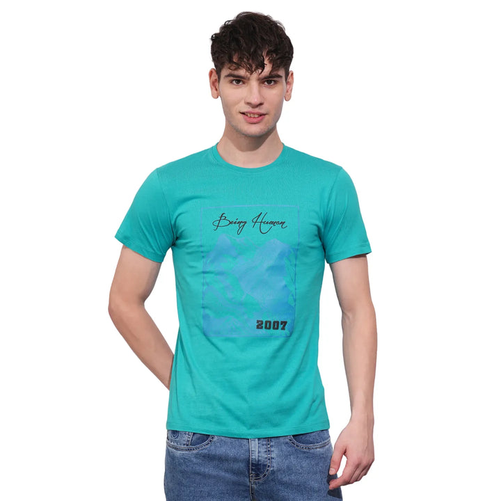 Blue Regular Fit Men's Short Sleeves T-Shirt by Being Human Clothing