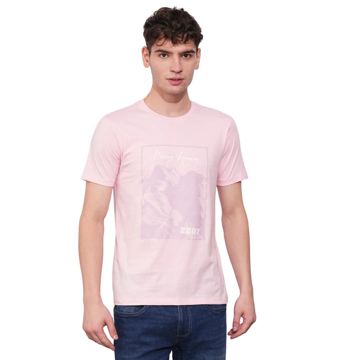 Light Pink Regular Fit Round Neck Men's T-Shirt
