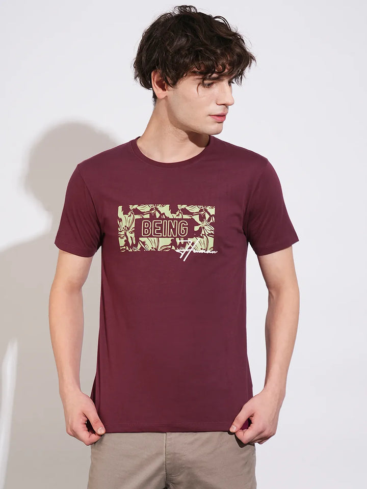 Wine Regular Fit Men's Short Sleeves T-Shirt by Being Human Clothing