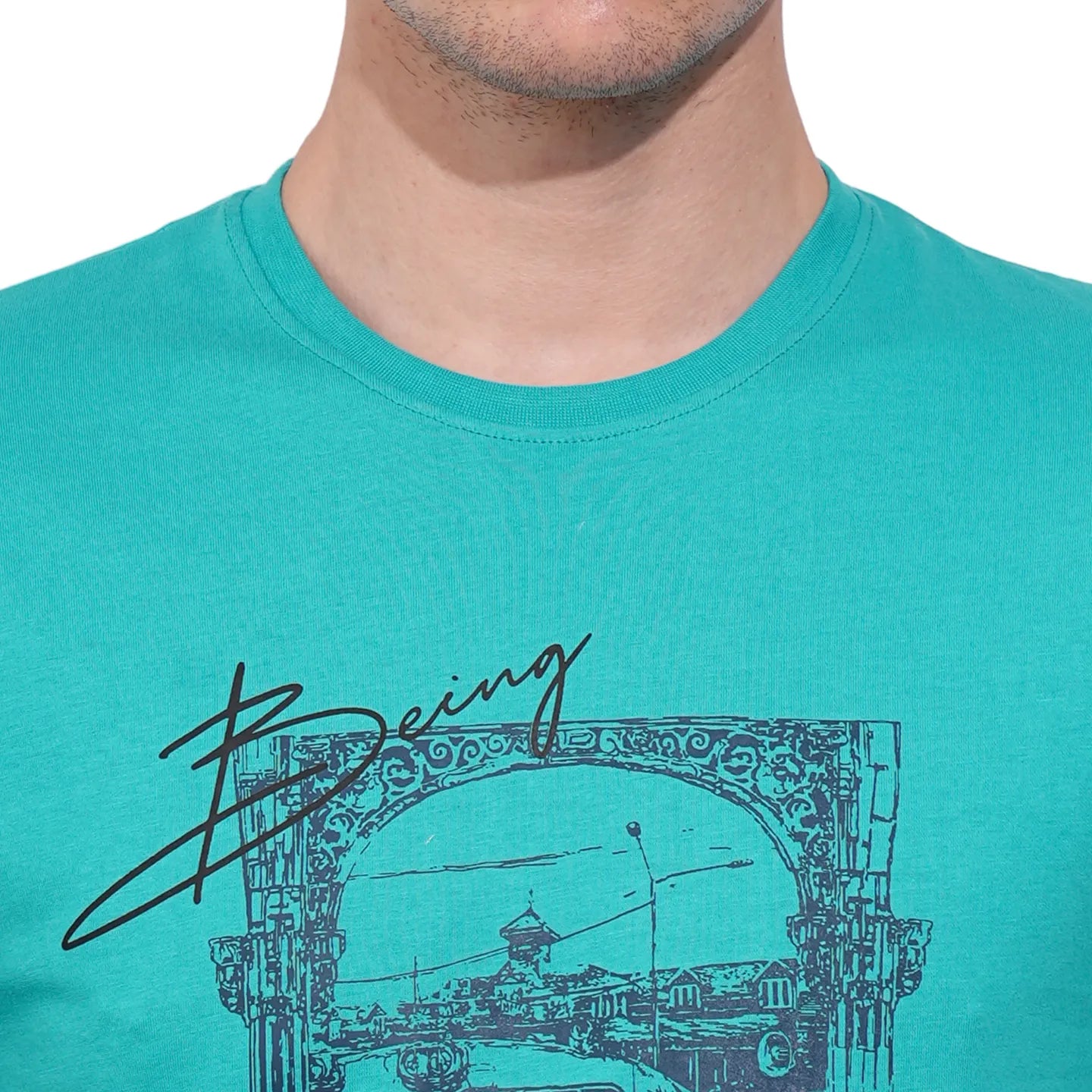 Blue Regular Fit Men's Short Sleeves T-Shirt by Being Human Clothing