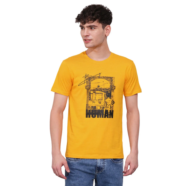 Mustard Regular Fit Men's Short Sleeves T-Shirt