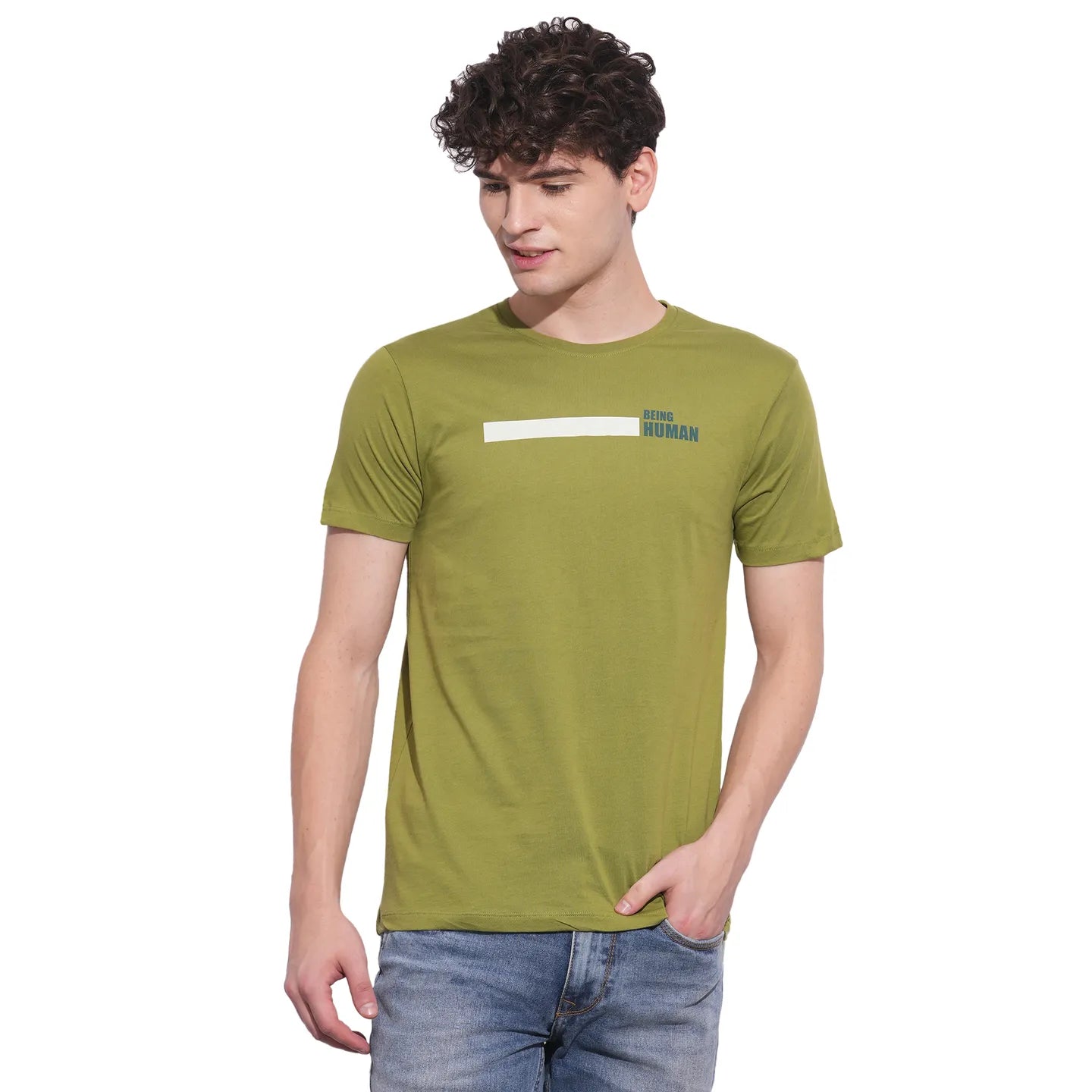 Green Regular Fit Men's Short Sleeves T-Shirt by Being Human Clothing