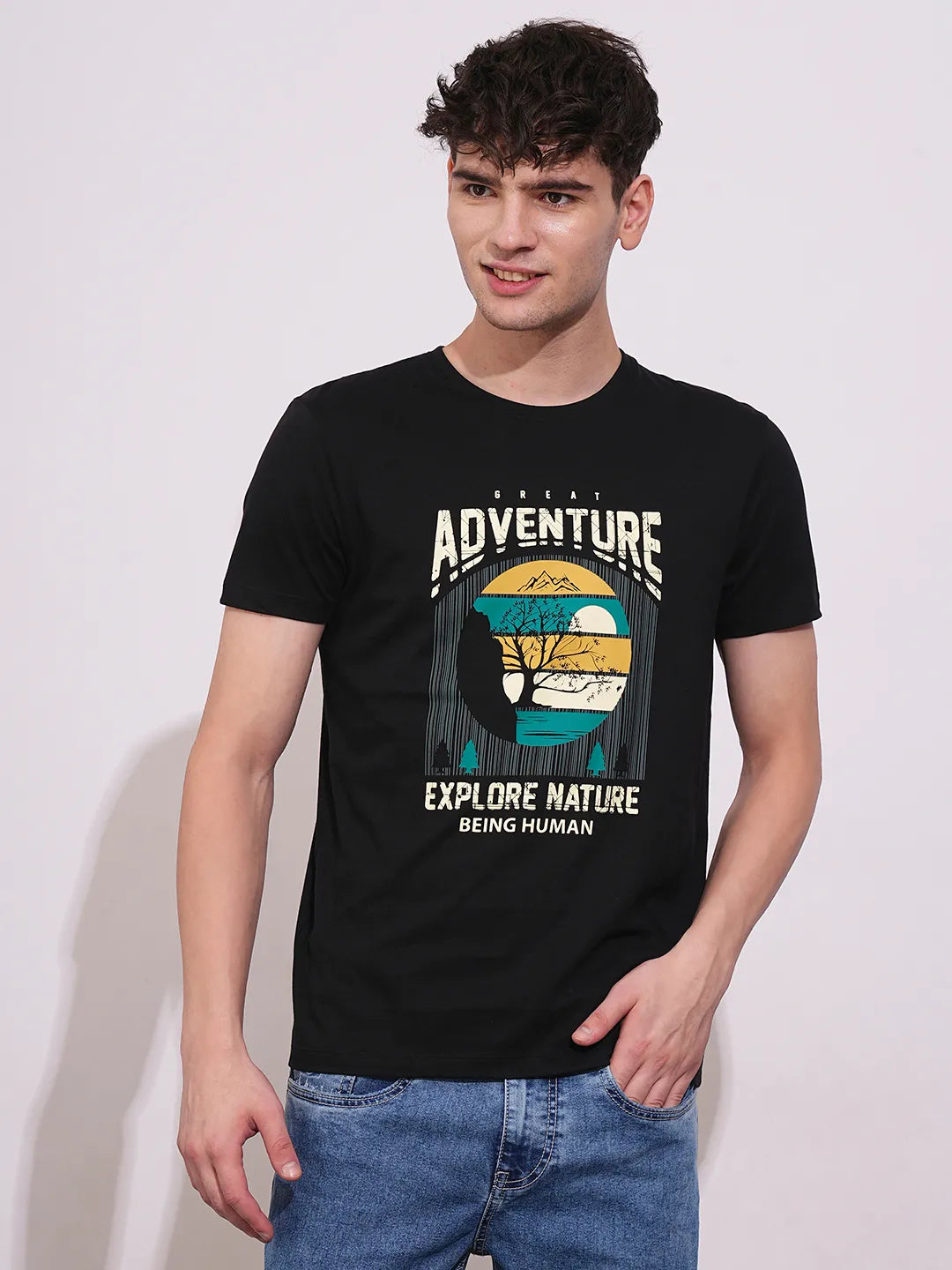 Black Regular Fit Men's Short Sleeves T-Shirt by Being Human Clothing