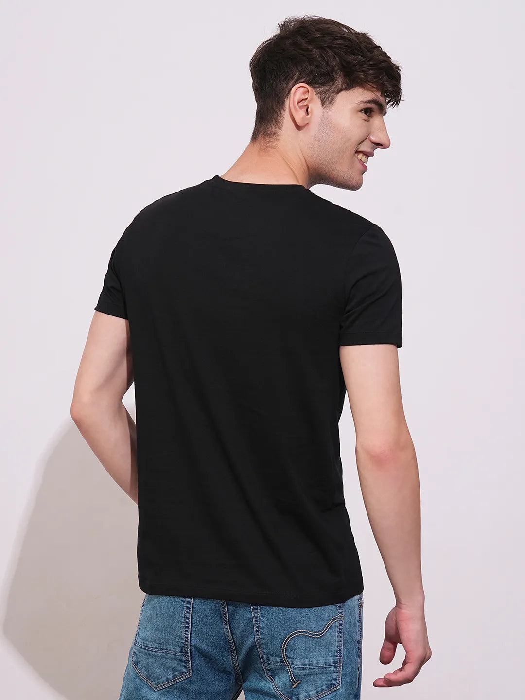 Black Regular Fit Men's Short Sleeves T-Shirt by Being Human Clothing