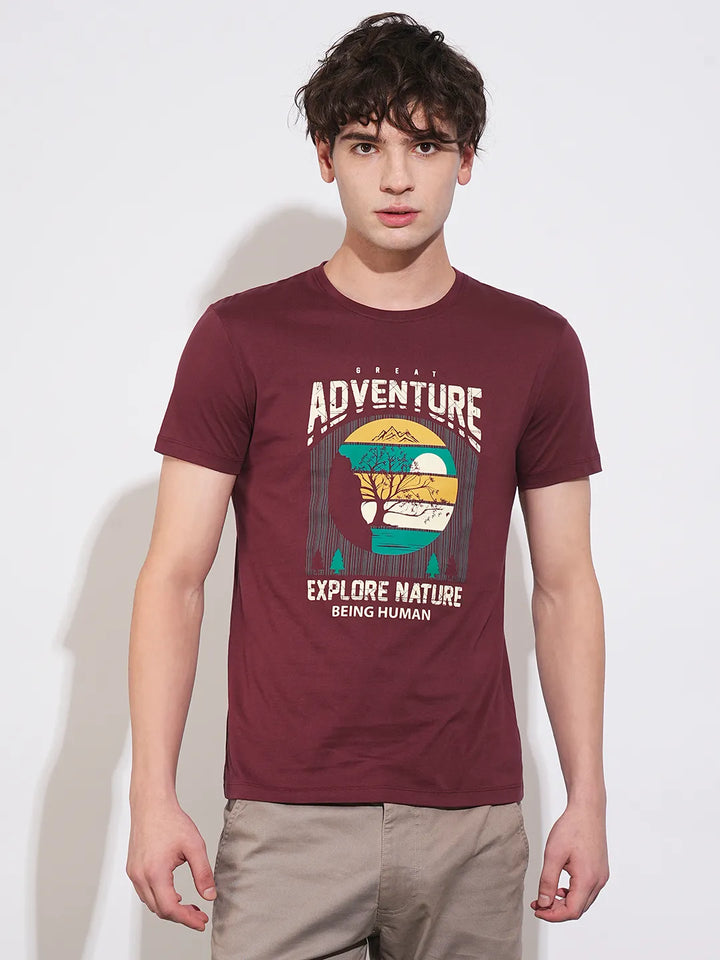 Wine Regular Fit Men's Short Sleeves T-Shirt by Being Human Clothing