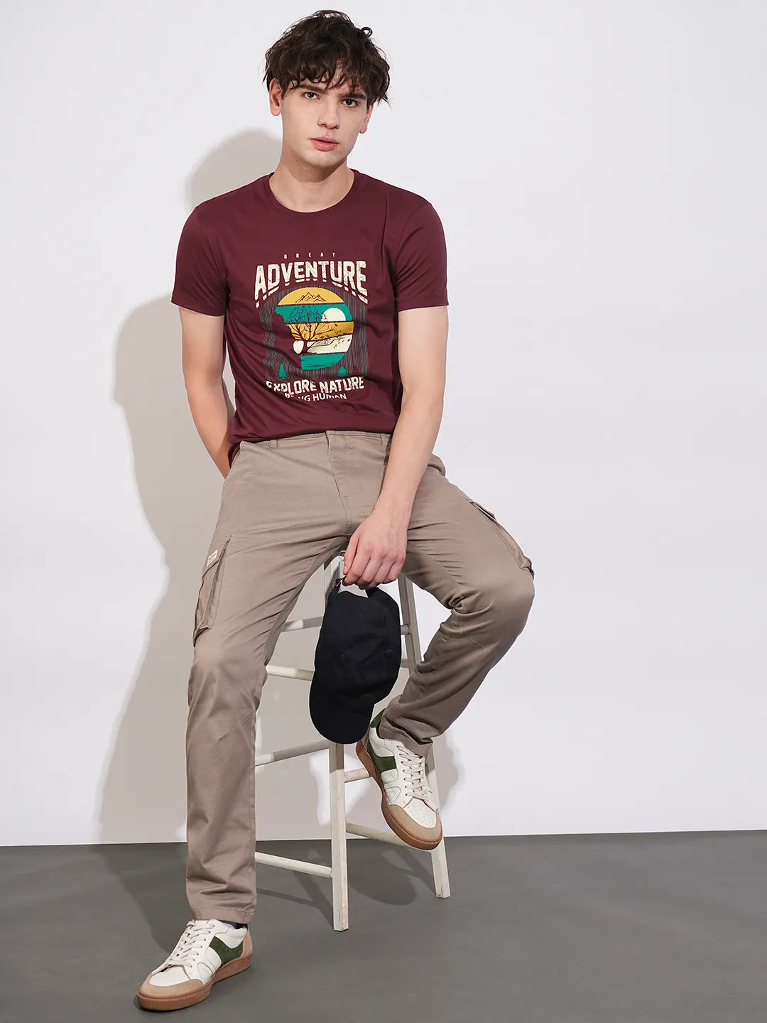 Wine Regular Fit Men's Short Sleeves T-Shirt by Being Human Clothing