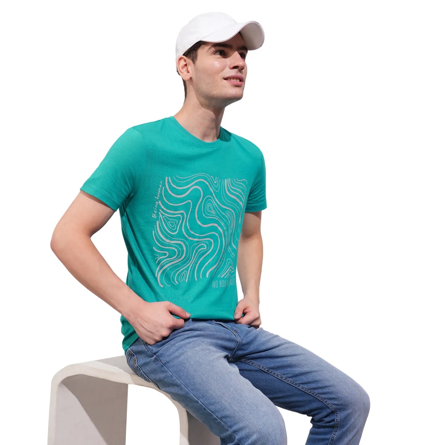 Blue Regular Fit Men's Short Sleeves T-Shirt by Being Human Clothing