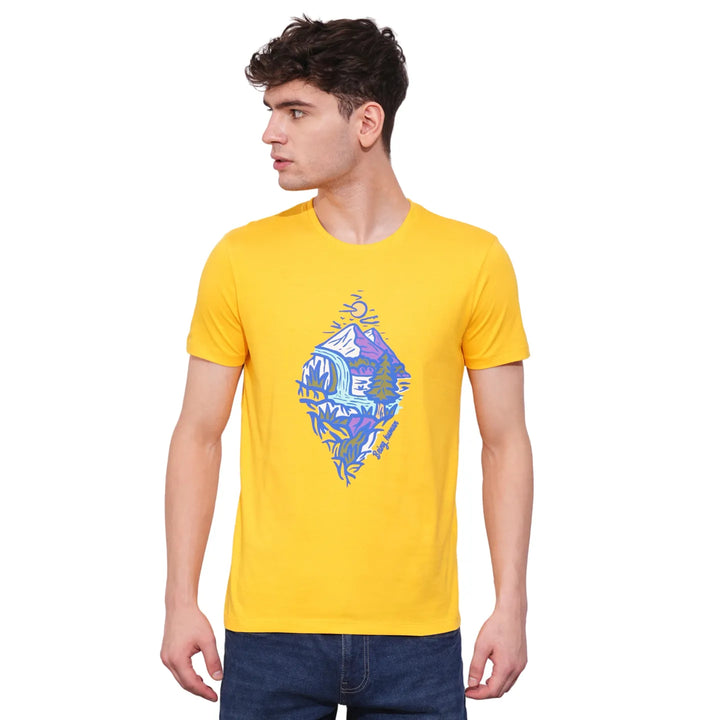 Mustard Regular Fit Men's Short Sleeves T-Shirt