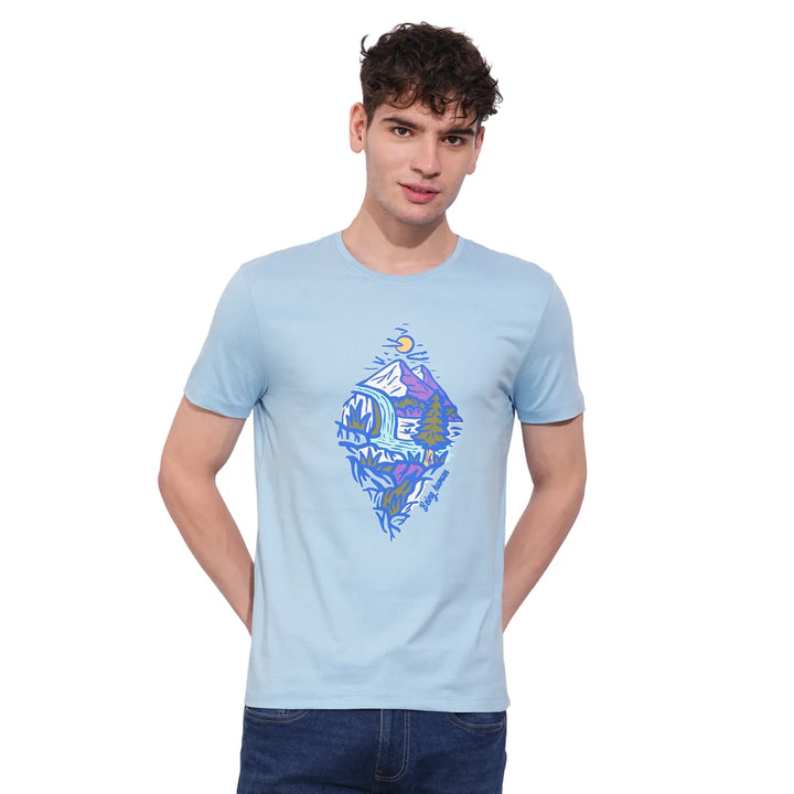 Blue Regular Fit Men's Short Sleeves T-Shirt by Being Human Clothing