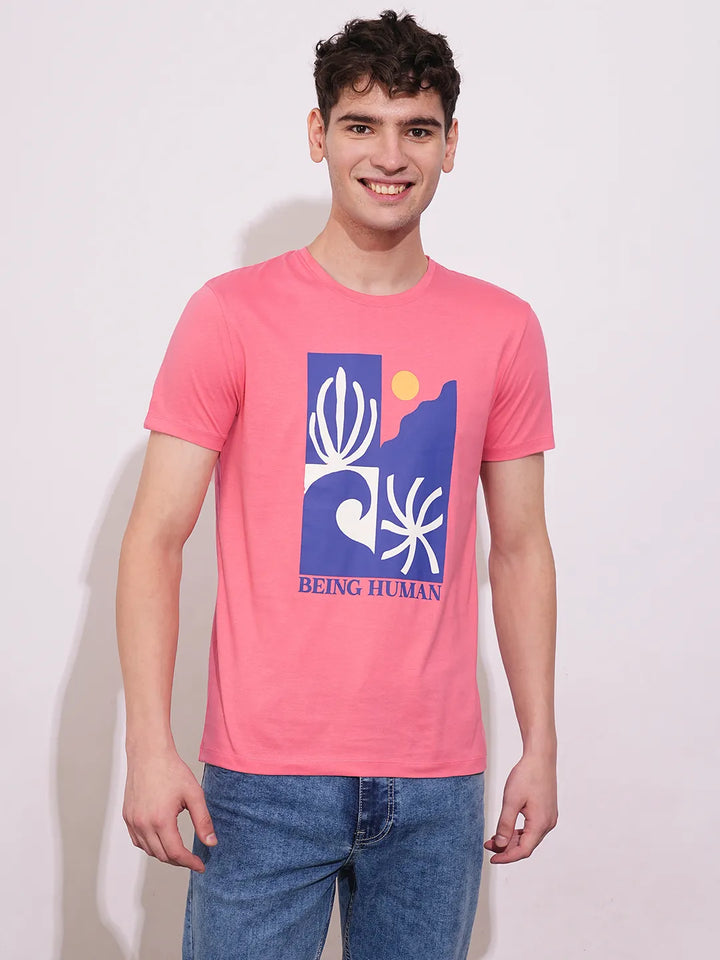 Coral Regular Fit Men's Short Sleeves T-Shirt by Being Human Clothing