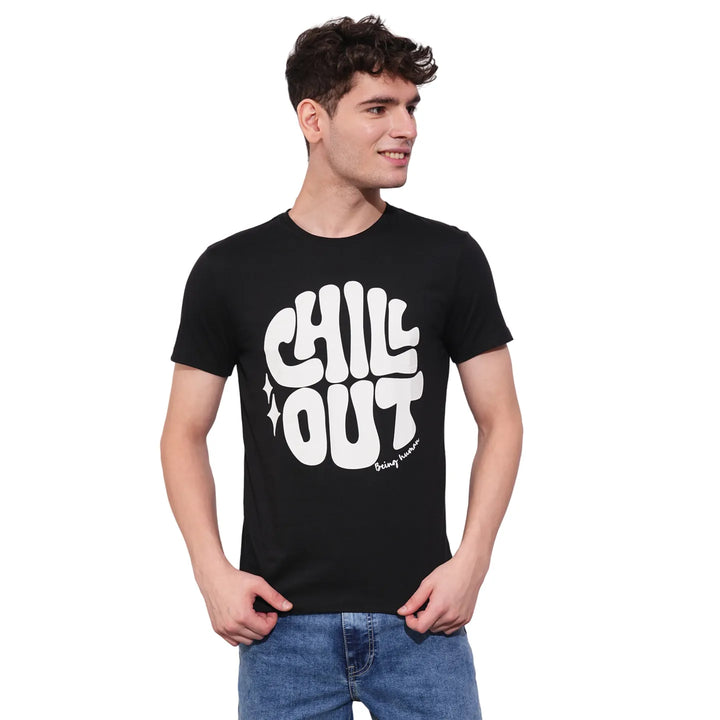 Black Regular Fit Men's Short Sleeves T-Shirt by Being Human Clothing