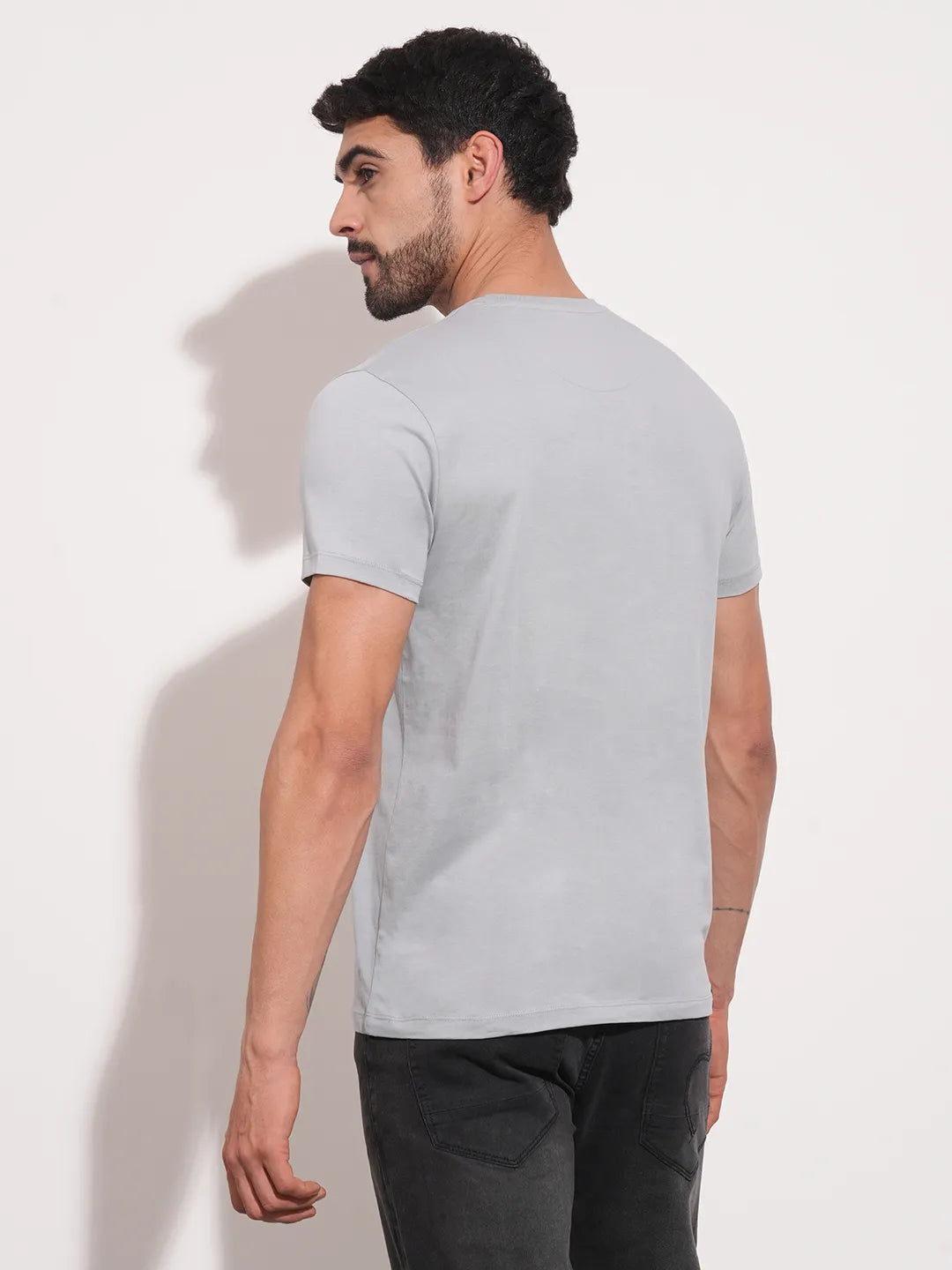 Grey Regular Fit Men's Short Sleeves T-Shirt by Being Human Clothing