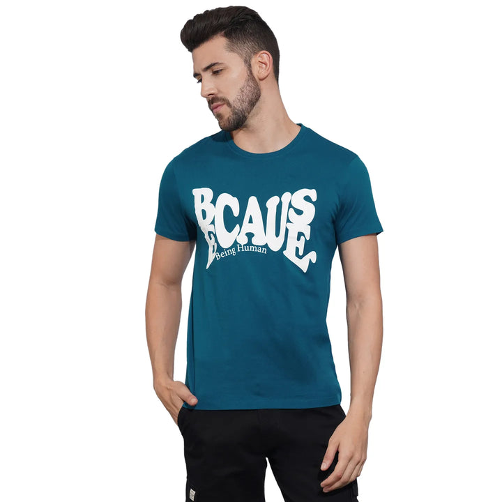 Blue Regular Fit Men's Short Sleeves T-Shirt by Being Human Clothing