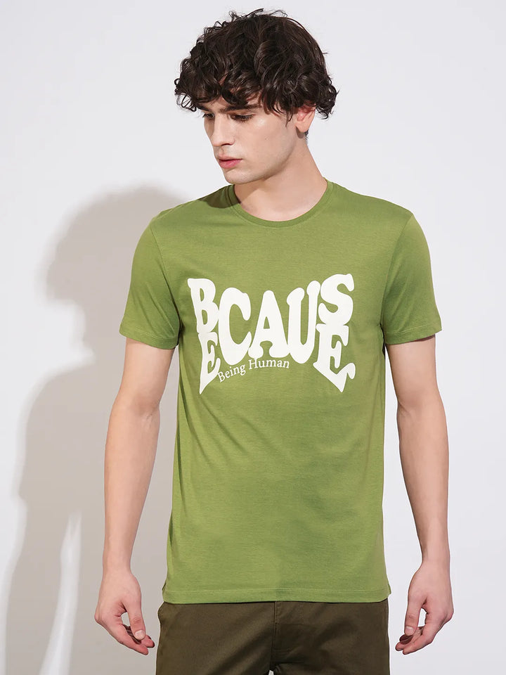 Green Regular Fit Men's Short Sleeves T-Shirt by Being Human Clothing