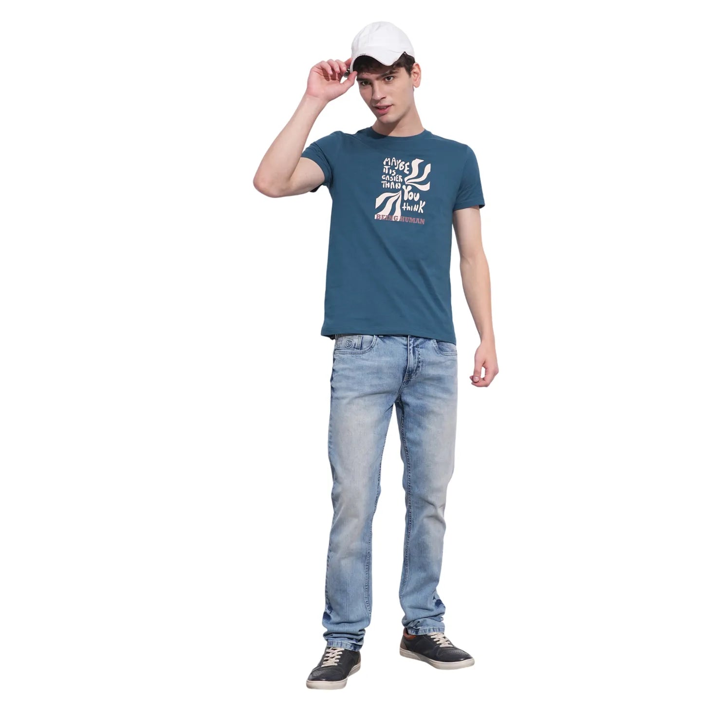 Blue Regular Fit Men's Short Sleeves T-Shirt by Being Human Clothing