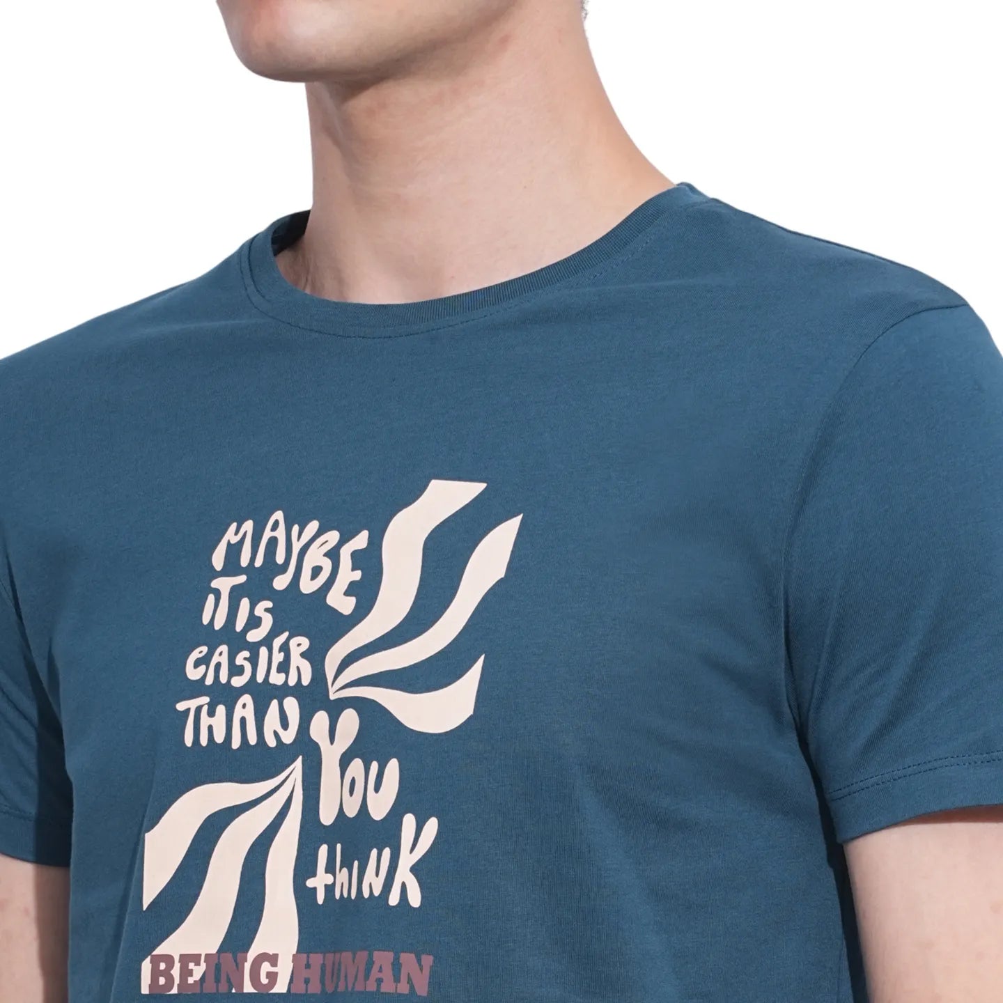 Blue Regular Fit Men's Short Sleeves T-Shirt by Being Human Clothing