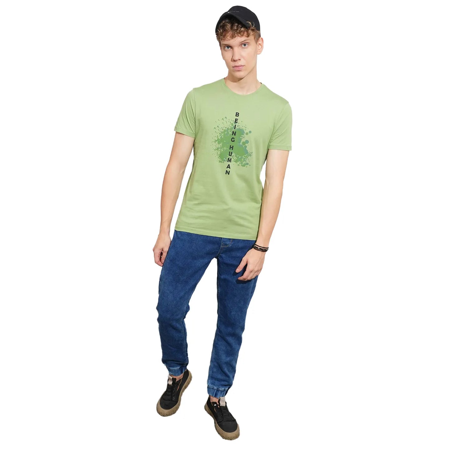 Green Regular Fit Men's Short Sleeves T-Shirt by Being Human Clothing
