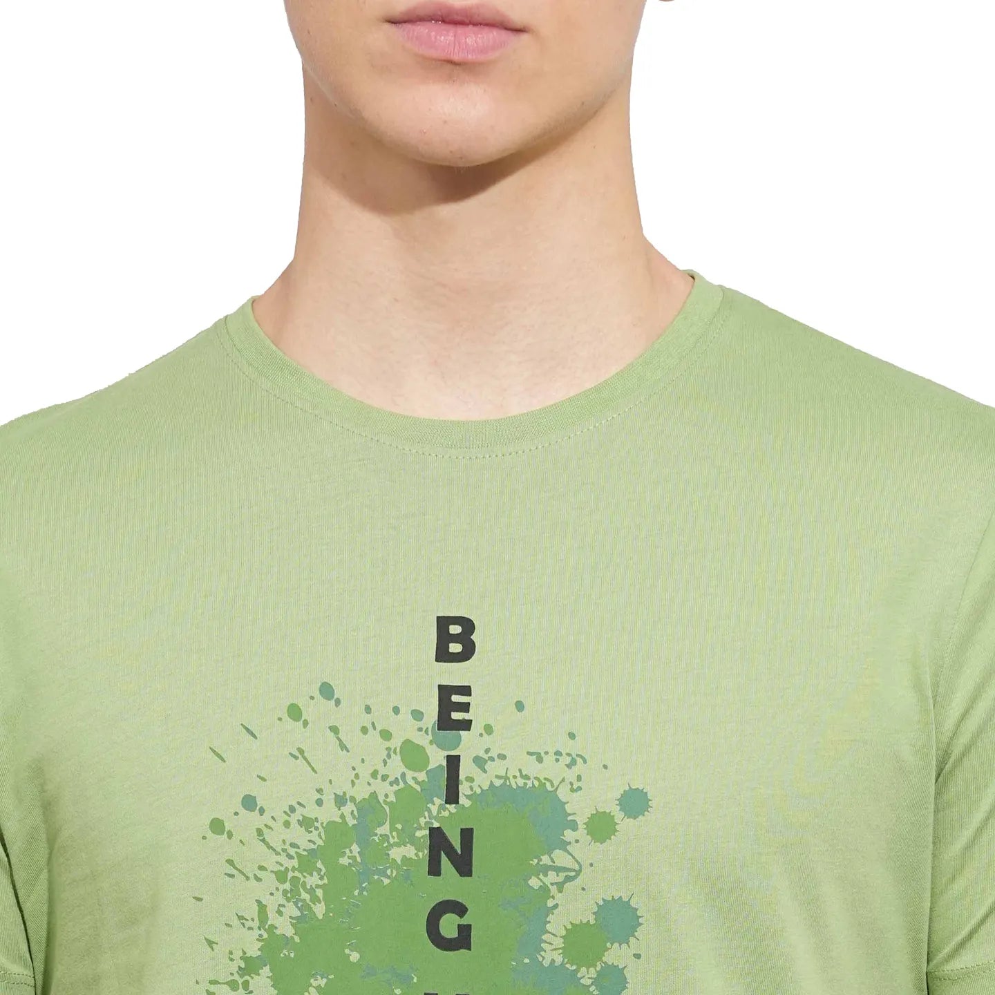 Green Regular Fit Men's Short Sleeves T-Shirt by Being Human Clothing