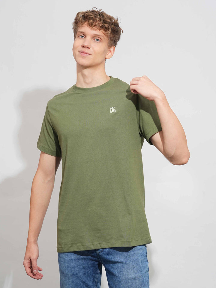 Olive Easy Fit Round Neck Mens' T-Shirt