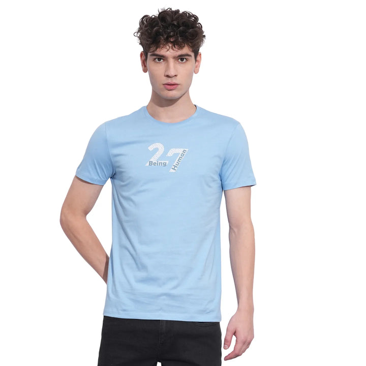 Blue Regular Fit Men's Short Sleeves T-Shirt by Being Human Clothing