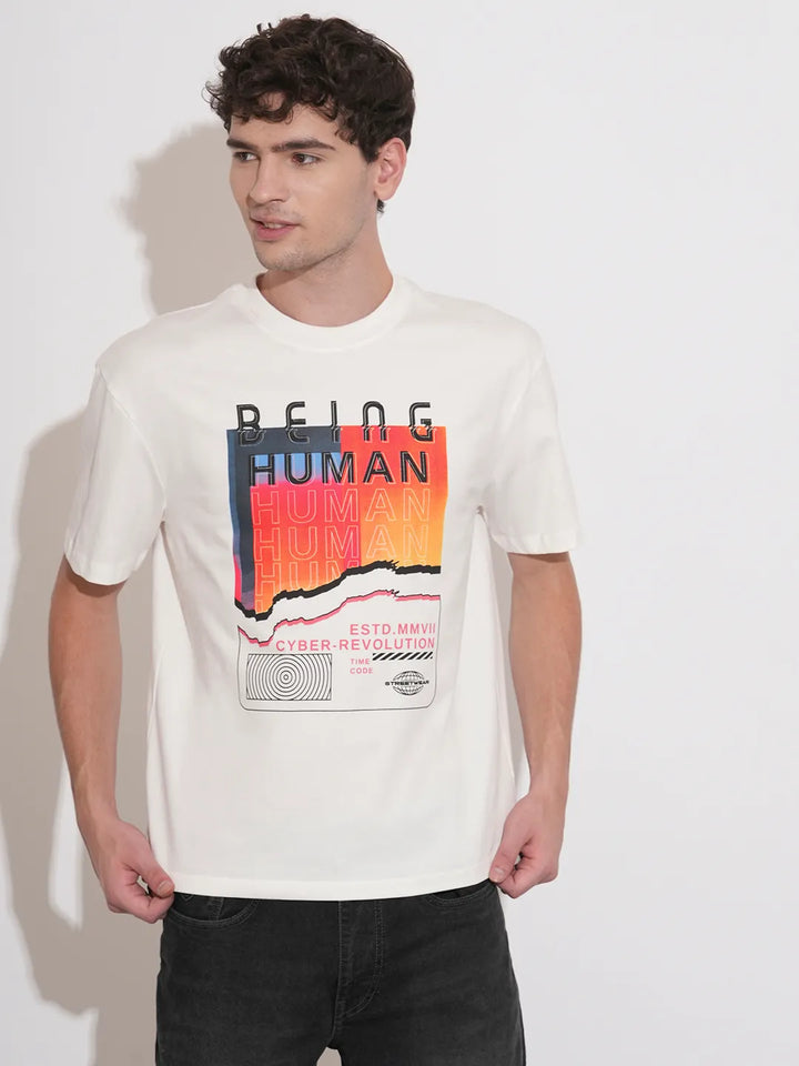 White Easy Fit Men's Short Sleeves T-Shirt by Being Human Clothing