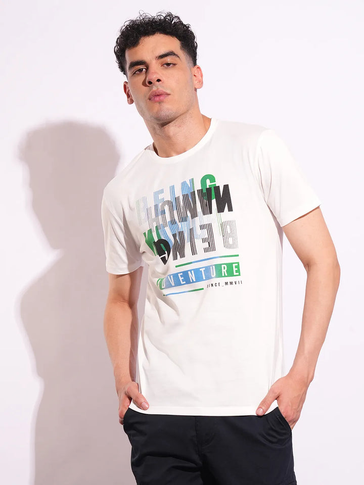 White Slim Fit Men's Short Sleeves T-Shirt by Being Human Clothing