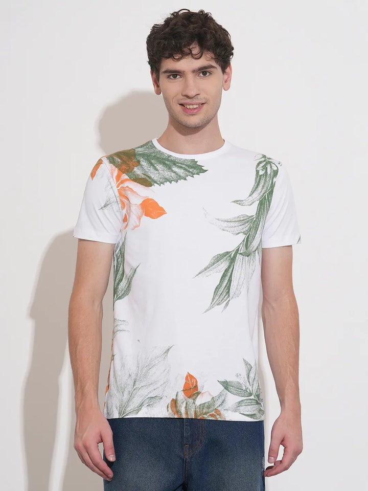 White Slim Fit Men's Short Sleeves T-Shirt by Being Human Clothing