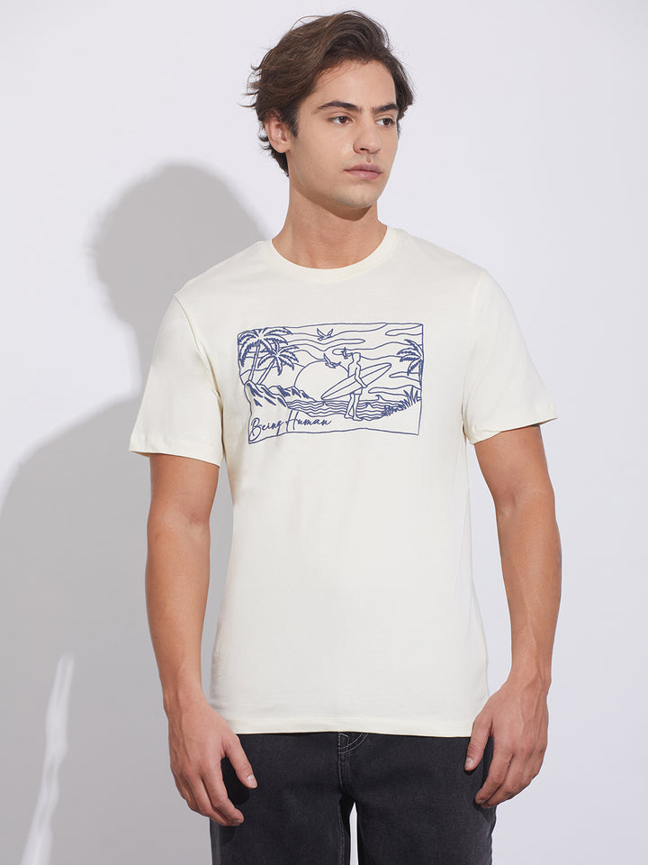 White Moderno Fit Crew Neck Men's T-Shirt by Being Human Clothing