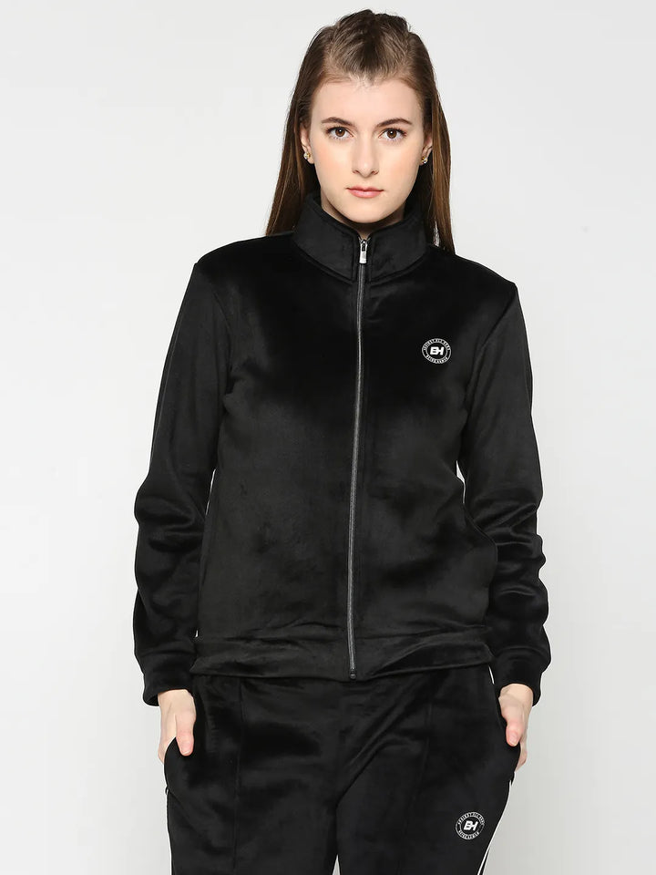 Black Regular Fit High Neck Long Sleeves Women's Sweatshirt by Being Human Clothing