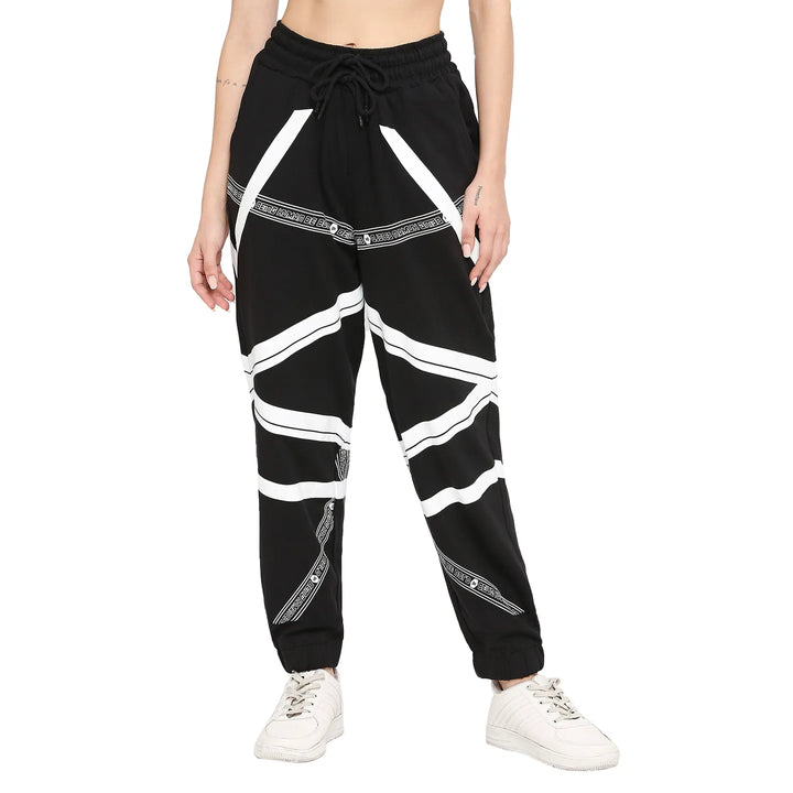 Black Drop Crotch Jogger Women's Cotton Track Pants By Being Human Clothing