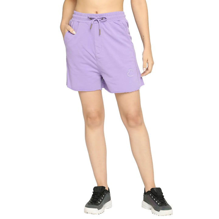 Lilac Easy Fit Women's Cotton Shorts